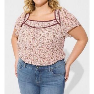 🆕 Crinkle Chiffon Flutter Sleeve Top Blouse 3 3X 22 24 NWT Torrid New! Floral